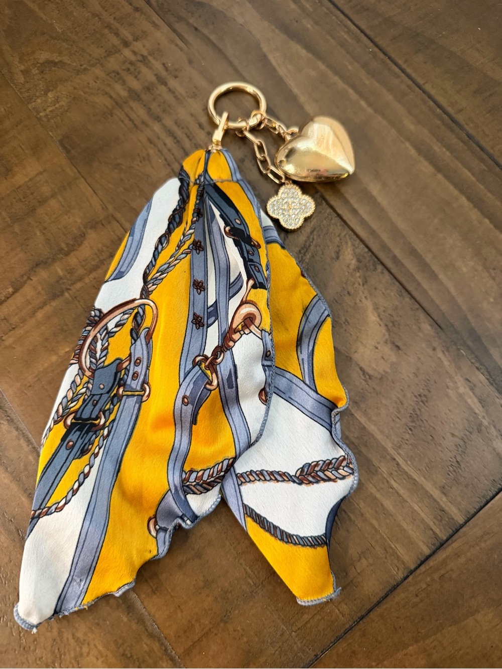 Purse charm keychain bag charm gold heart charms bandana bag charm